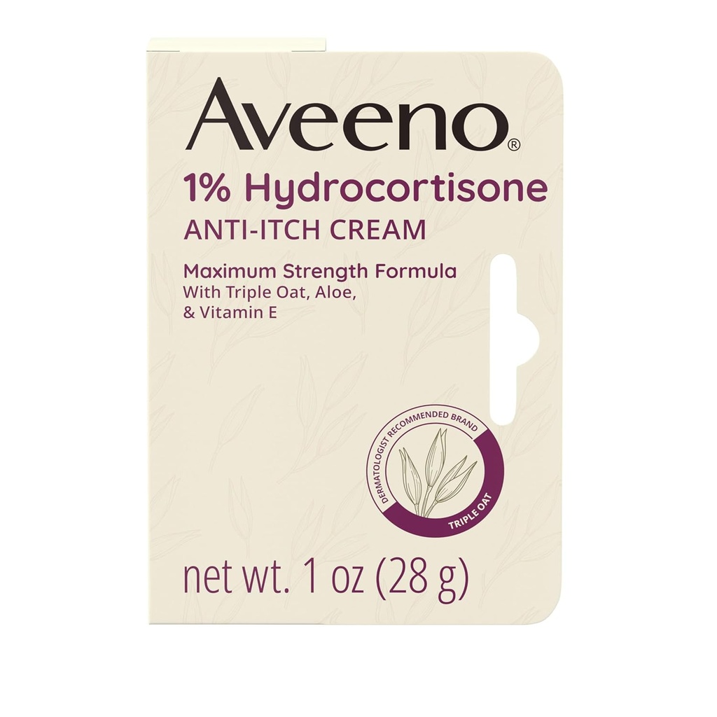 Aveenoの最高の強さ1%のHydrocortisoneのアンチ・イッチのクリーム、Eczema、Psoriasis、昆虫のビット、Poisonのアイビー、オーク及びSumac及び洗剤、1つのozからのイッチの救助のためのアロエ及びビタミンE