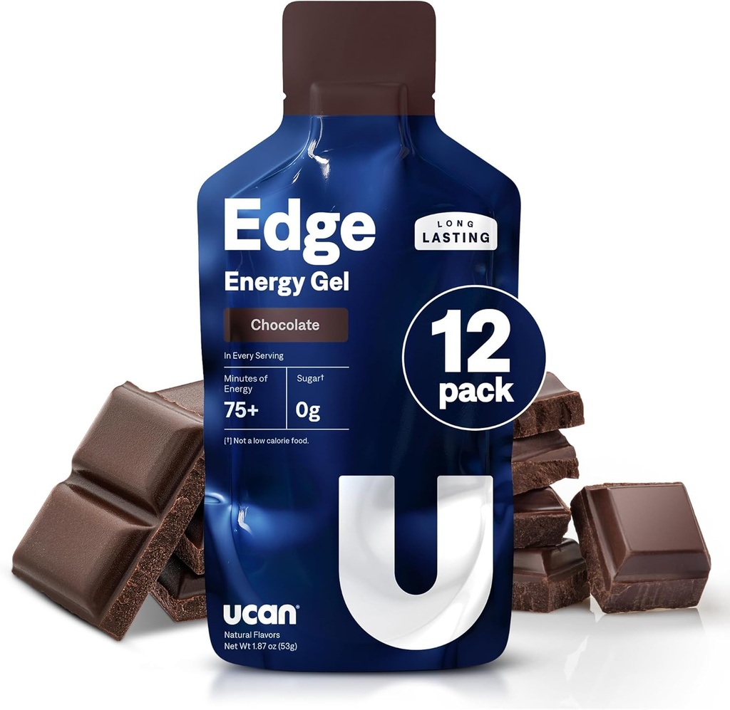 UCANエッジエナジーゲルショット, チョコレート (12, 2 オンスパケット) ランニング, トレーニング, ワークアウト, フィットネス, サイクリング, クロスフィット | 砂糖フリー, ビーガン, & ケトフレンドリーなエネルギー