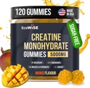 EcoWiseウェルネスクレアチンモノハイドグアミー5000mg、マンゴーフレーバー、120砂糖フリービーガンチュー、毎日のルーチンのためのクレアチンサプリメント