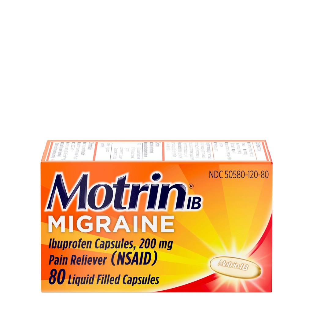 Motrin IB Migraineの救助の液体のゲルはカプセル、NSAIDの痛みのReliever Ibuprofen、カフェインなし、80のctの速い及び有効なMigraineの頭痛の薬ごとの200のmg Ibuprofenとカプセルに入れます
