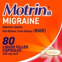 Motrin IB Migraineの救助の液体のゲルはカプセル、NSAIDの痛みのReliever Ibuprofen、カフェインなし、80のctの速い及び有効なMigraineの頭痛の薬ごとの200のmg Ibuprofenとカプセルに入れます