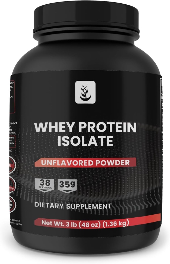 PURE ORIGINAL INGREDIENTS Whey Protein Isolate, 3 lb, Instantized, Unflavored
