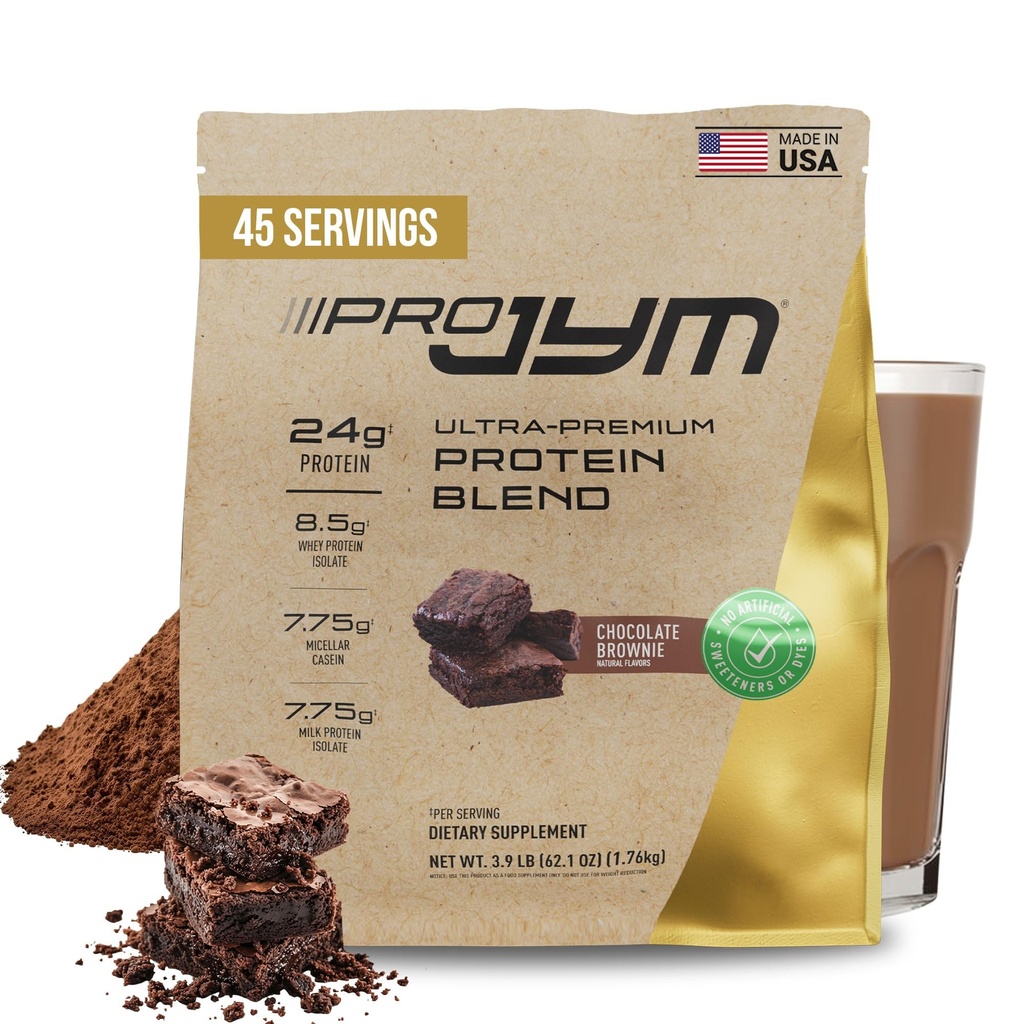 プロ JYM ナチュラル チョコレート ブラニー プロテイン パウダー ブレンド - 乳タンパク質 隔離剤、男性と女性の回復シェイクス用 | JYM サプリメント サイエンス | 45 サービング