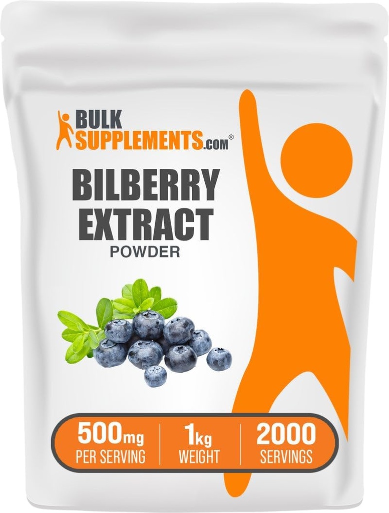 BulkSupplements.com ビルベリーエキスパウダー - ビルベリーエキスサプリメント、ハーブサプリメント - ビーガン&グルテン無料、給食当たり500mg、1kg(2.2ポンド)(パッケージ1)