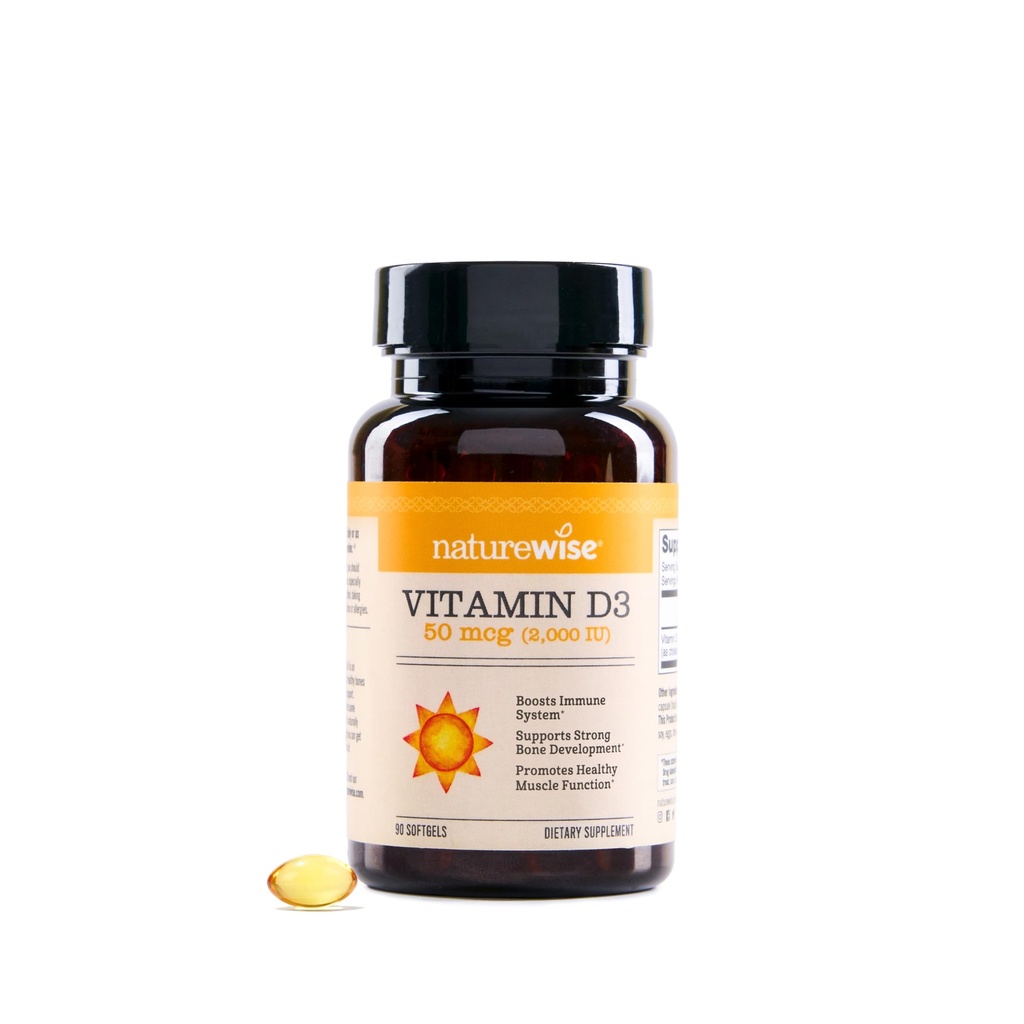 NatureWiseビタミンD3 2000iu(50 mcg) 免疫サポート、健康な筋肉機能および骨の健康のための90日の供給 - 非GMO、有機エキストラバージンオリーブオイル(ミニSoftgel)、90カウント