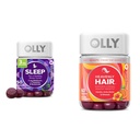 メラトニン、L-テアニン、植物学、BlackBerry Flavor、50カウント&ヘブンリーヘアガミーとケラチン、バイオチン、AMLA、トロピカルオレンジ味、60カウントバンドル