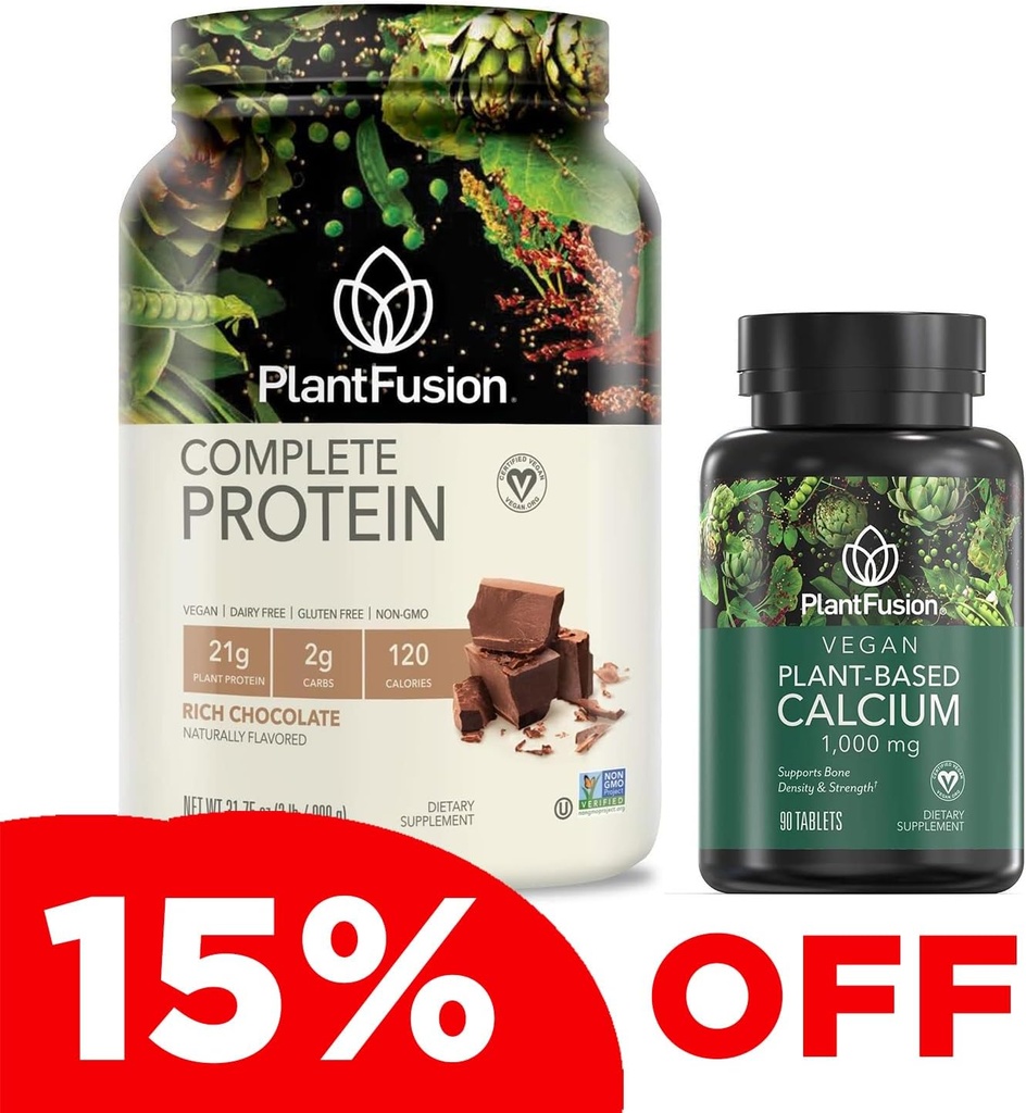 PlantFusion完全ビーガンプロテインパウダー&カリウムバンドル - BCAAs、消化酵素とエンドウ豆タンパク質の植物ベースのタンパク質パウダー