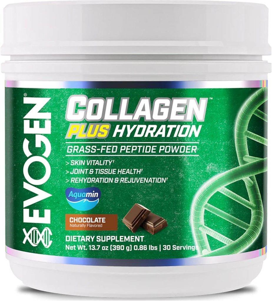 Evogen Collagen Plus Hydroation - 婦人科のための草 - 飼料コラーゲン | コラーゲンペプチドパウダー | コラーゲンパウダー 皮膚の粘度、水分補給、ジョイント&ティッシュヘルス | チョコレート | 30 サービング