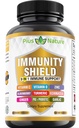 9-in-1免疫サポートビタミンC(1000mg)、ビタミンD3(5000 IU)、亜鉛(22mg)、Elderberry、Turmeric、Echinacea、ジンジャー、ニンニク、前菜食主義のサービングあたり(びんごとの120の帽子- 2か月の供給)