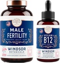 WINDSOR BOTANICALSビーガンビタミンB12とマカルートと男性の豊饒サプリメント - エネルギーと豊饒の束
