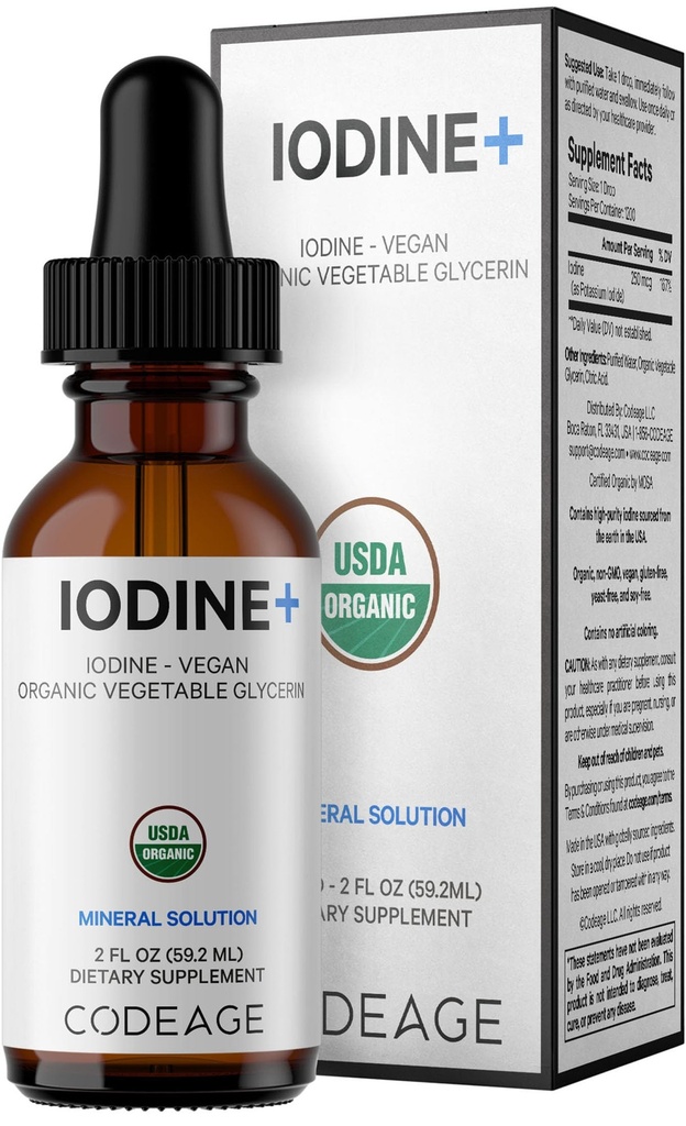コー ナー USDA 認定有機イオダインドロップ - サービングあたり 250 マッグ - 1 + 年の供給 - 液体イオデドサプリメント - 純粋で、明確なイオダイン - ビーガンカリウムイオダイン液滴 - 2 fl oz