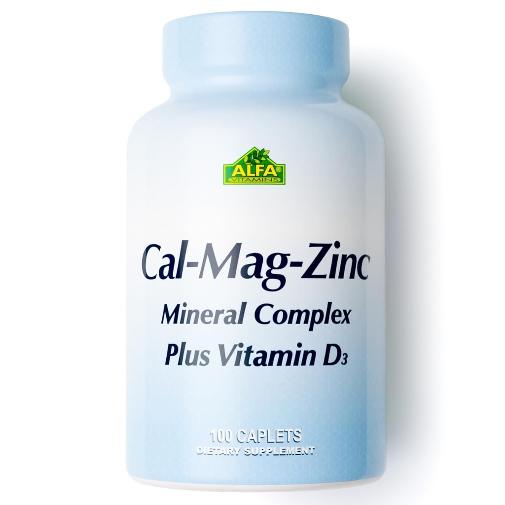 ALFA VITAMINSのカルシウム、マグネシウム、ビタミンD3の亜鉛は、骨の健康、免疫機能及びエネルギーの生産、300mgカルシウム、133mgマグネシウム、5mg亜鉛、133 IUのビタミンD3、100のタブレットを支えます