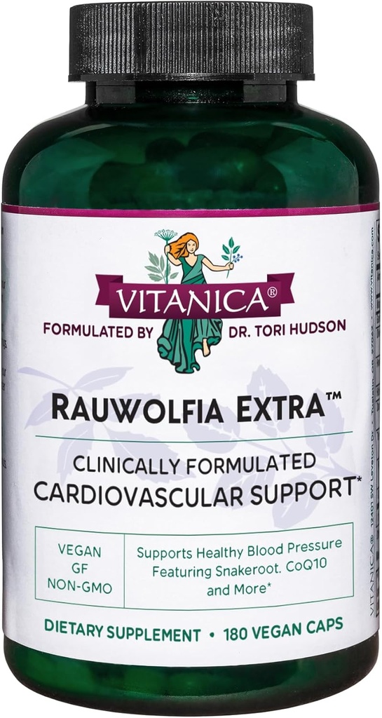 Vitanica Rauwolfia Extra - 心の健康補助食品 - ヘルシーな範囲内の血圧を既にサポート - マグネシウム、CoQ10&スネークルートとサプリメント - 180 ビーガンキャップ
