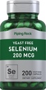 パイピングロックイーストフリーセレン200mcg | 200カプセル | ベジタリアンサプリメント | ノンGMO、グルテンフリーフォーミュラ