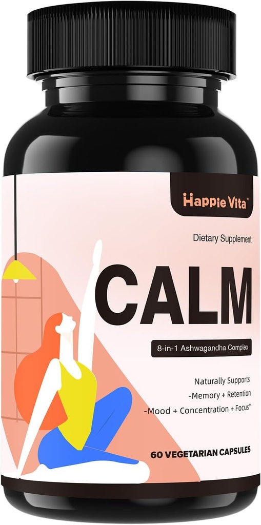 Calm Ashwagandhaの補足、Rhodiola Rosea、Reishi、Ginseng、Bacopa、Lのテアニン、自然な適応物質の向知性ストレス及び気分サポート、60カプセル