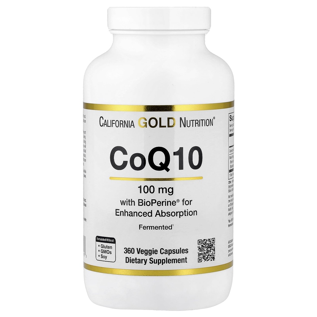 CoQ10 100のmgの高められた吸収のためのBioperineの黒のペッパーが付いているCoenzyme Q10 Ubiquinone USP、サポートMitochondrial機能*の360のベジー カプセル