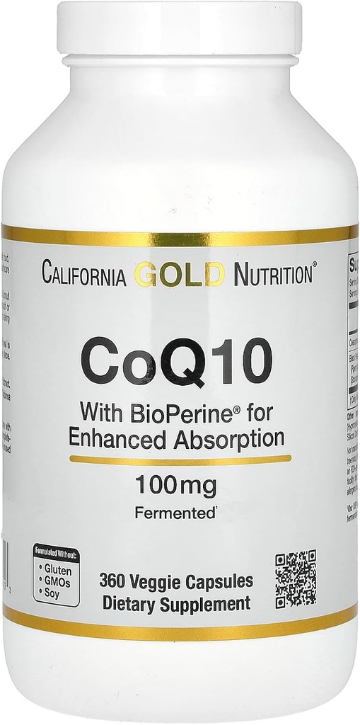 CoQ10 100のmgの高められた吸収のためのBioperineの黒のペッパーが付いているCoenzyme Q10 Ubiquinone USP、サポートMitochondrial機能*の360のベジー カプセル