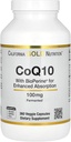 CoQ10 100のmgの高められた吸収のためのBioperineの黒のペッパーが付いているCoenzyme Q10 Ubiquinone USP、サポートMitochondrial機能*の360のベジー カプセル