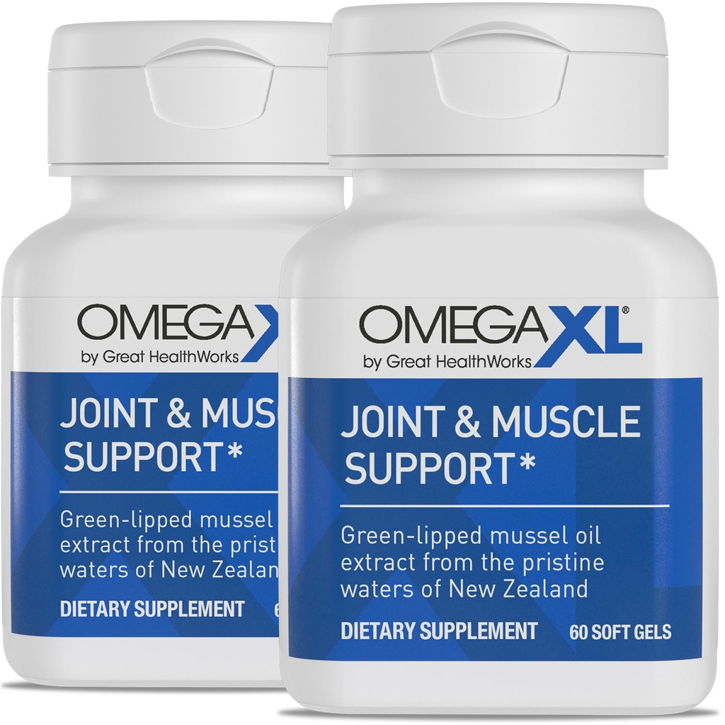 OmegaXLの共同サポート補足-自然な筋肉サポート、緑の浸されたmusselオイル、柔らかいゲルの丸薬、薬物なし、60の計算(2パック)