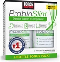 FORCE FACTOR ProbioSlim プロバイオティクスとグリーンティーエキスで女性と男性のためのプロバイオティックサプリメント, ガスを削減, 膨満, 便秘, ダイジェストと腸の健康をサポート, 120 カプセル (ツインパック)