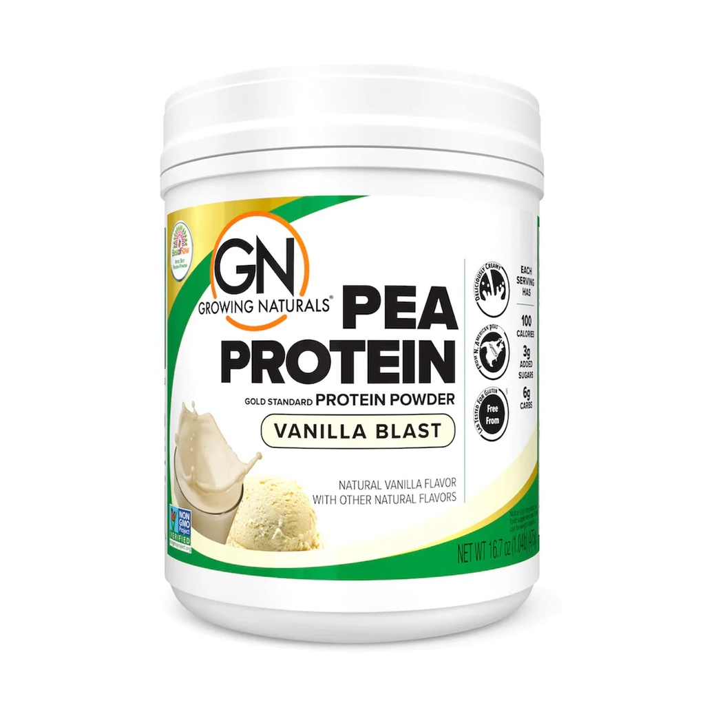 自然成長の未加工エンドウ豆の蛋白質の粉、ビーガン植物は蛋白質、BCAA、低炭素炭水化物、バニラ ブラスト、1ポンド(パッケージ1)