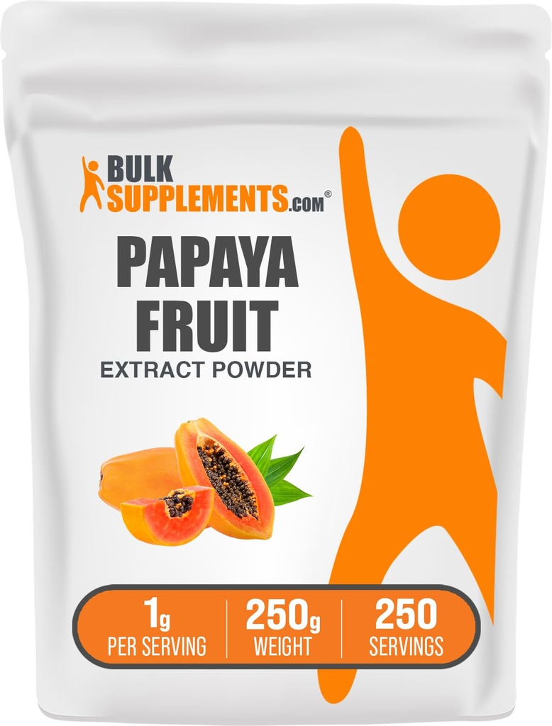 BulkSupplements.comパパイヤフルーツエキスパウダー - 消化器サポート用パパイヤエキス - グルテンフリー、1g / サービング、250g(8.8オンス)(パッケージ1)