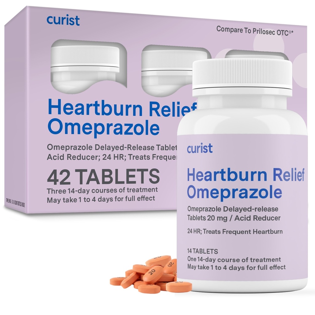 Curist Omeprazole 20mgのタブレット- 42の計算の遅れたReleaseのタブレット-心焼けの救助のための酸の還流の薬