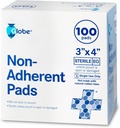 Globeアドバンスト・ステアリー・ノン・アヒーレント・パッド|100-Pack、3"×4"|非接着性の傷のドレッシング|高吸収性&非粘着性、痛みのない取り外しスイッチ|個人的に余分な保護のためにラップ(3 x 4)
