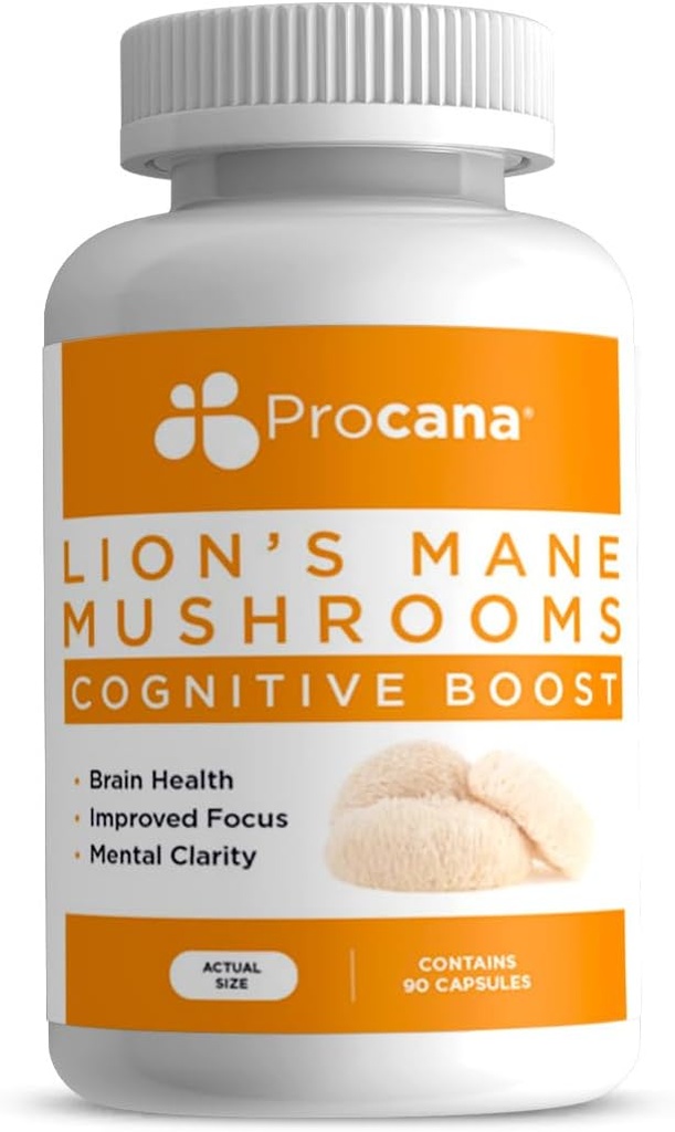 Lions Mane Mushroom Capsules (Extra Strength 1,500mg/serving) for Brain Health, Mental Clarity, Memory and Focus. 45,000mg per Bottle 90ct