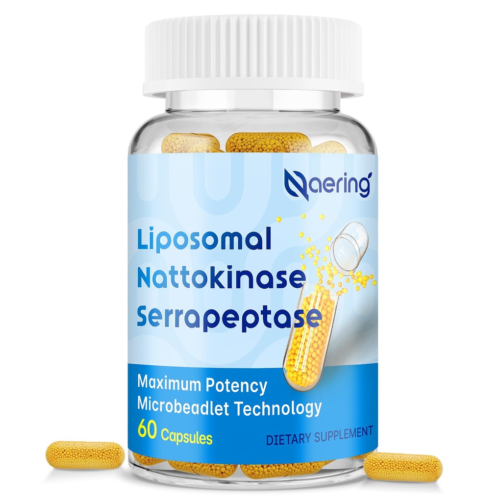 Liposomal Nattokinase 12,000 FUのセルプターゼ360,000 SPUの酵素の補足-Circulatory、Gut、Digestion 60のカプセル(1本のびん)のためのSynergistic酵素および栄養素のブレンド及びインリンと高められる