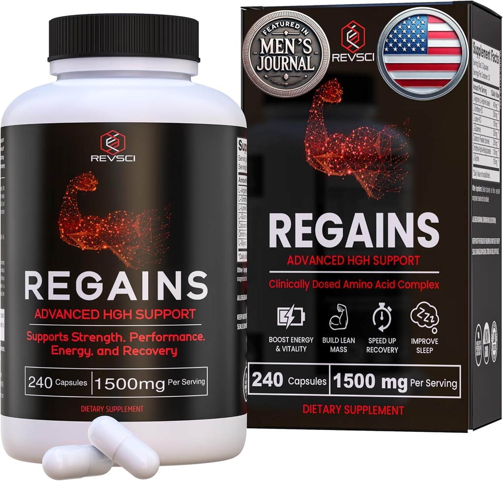 HGH Supplements for Men & Women - Regains Natural Anabolic Muscle Growth Building & Human Growth Hormone for Men, Muscle Builder for Men, Muscle Recovery Post Workout Supplement, 240 Protein Pills
