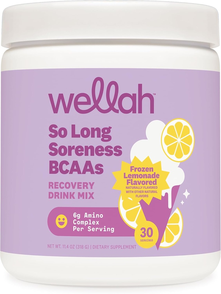 Wellah So Long Soreness BCAAパウダー(Frozen Lemonade Flavored) 30 サービング - Hydration Complex