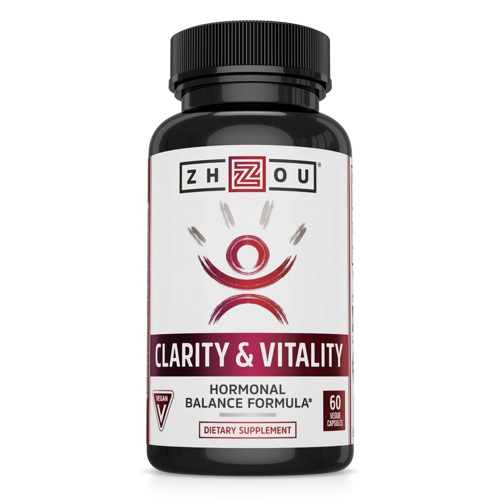 ZHOU ClarityとVitality(旧DHEA)50mg、女性と男性のためのホルモンバランスフォーミュラ、健康な老化、非GMO、ビーガン、グルテンフリー、60カプセル