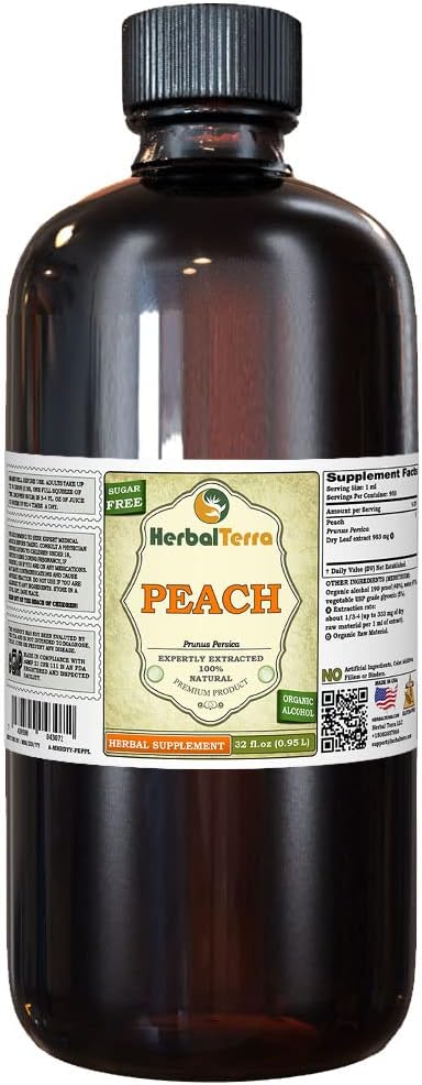 ピーチ(Prunus Persica)チンキ、乾燥葉液体エキス(ブランド名:HerbalTerra、米国製)32 fl.oz(0.95 l)