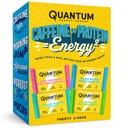量子エネルギースクエア - カフェインとエネルギーバー & 10g タンパク質, 行く上で健康的なスナック - ビーガン, グルテンフリー, 大豆 & 乳製品フリー - 品種 4-パック