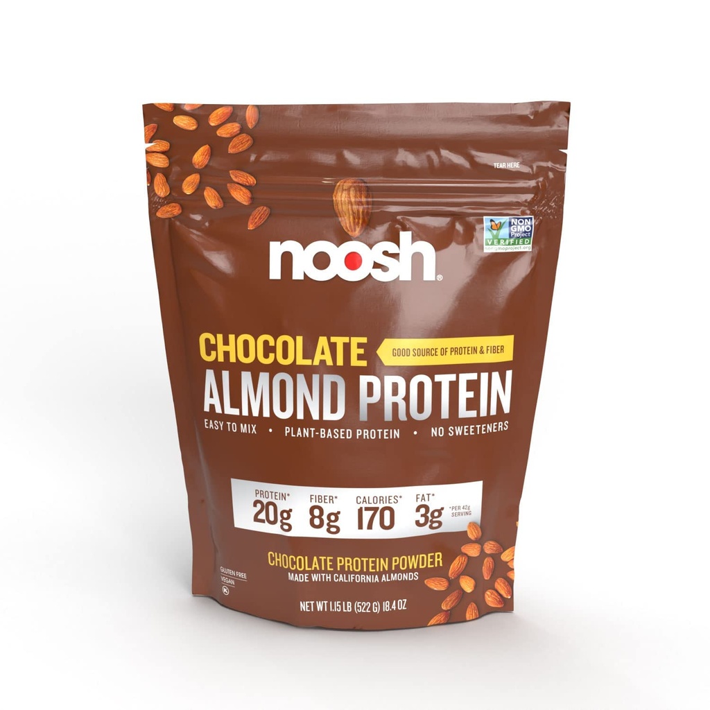 NOOSHの植物はアーモンドの蛋白質の粉のチョコレート43グラム-ビーガン蛋白質の粉、すべての自然な原料、非GMO、グルテンフリー、コザー、ピーナツは放します、大豆は放します、酪農場は放します(チョコレート)