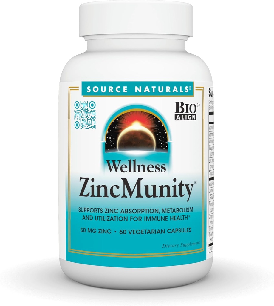 源のNaturalsのウェルネス亜鉛Munityは、免疫熱*、50のmg亜鉛- 60のベジタリアンのカプセルのための亜鉛吸収、代謝および利用を支えます