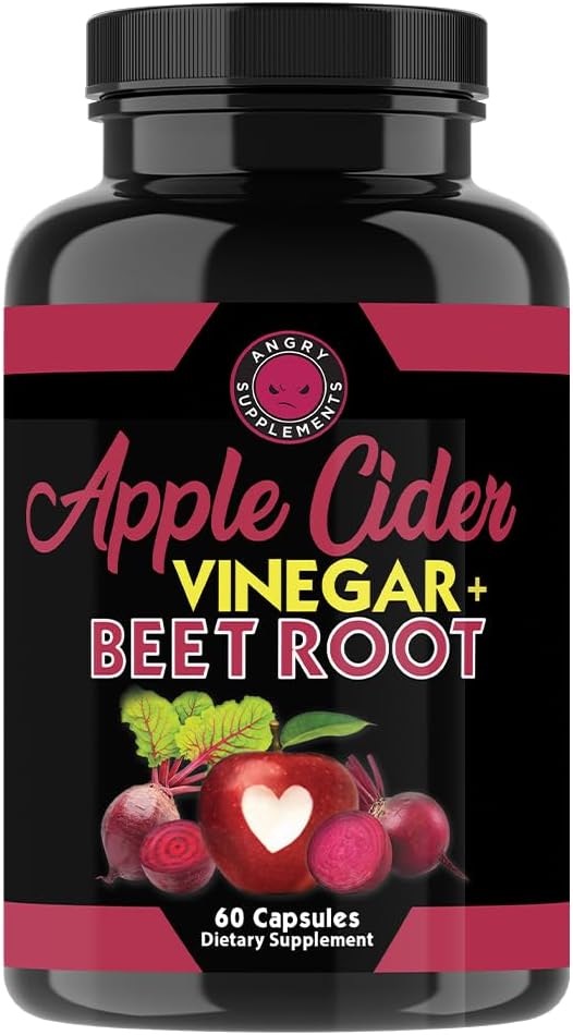 Angry は Apple のサイダーの酢 + ビートの根の粉のカプセル、サービングごとの純粋な ACV Beetroot 1000mg、人および女性のための消化器の健康(60ct、1 か月の供給)を補います