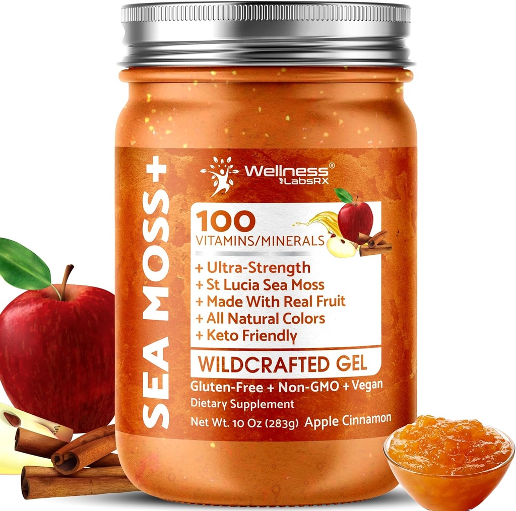 アイルランドの海苔ゲルの生 - ワイルドクラフトスーパーフードの海苔ゲル - アップルシナモン風味、ビタミンとプリスチンカリブ海からのミネラルリッチ、免疫と消化の健康サポート - 10 オンス