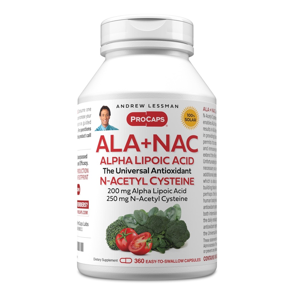 N-アセチルCysteine 360カプセルのANDREWのレスマンALA + NACアルファリポ酸-超高効力、神経系、心臓、脳、肝臓、腎臓、肺、エネルギーのための酸化防止サポート。 添加剤なし