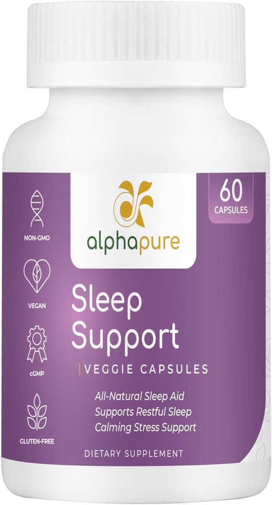 Melatonin、Ashwagandha、L-Theanine及びハーブ- 60のカプセルが付いている睡眠の補足