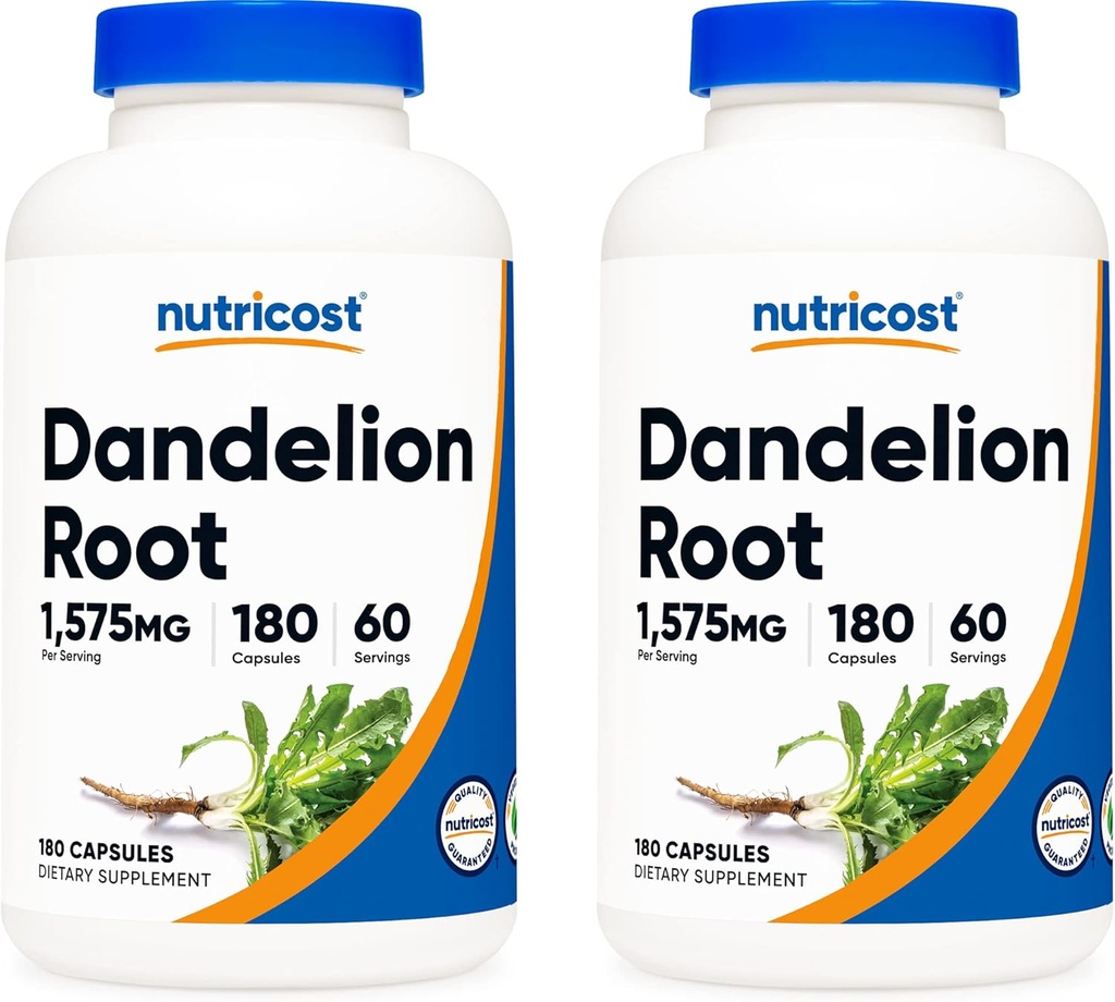 Nutricost Dandelion Root 525mg、180カプセル(2瓶) - 1575mg サービング、非GMO、グルテンフリー