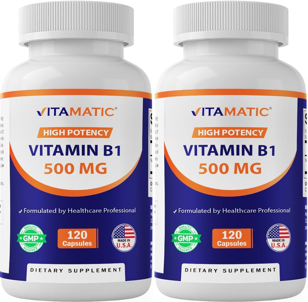 Vitamatic Vitamin B1 (Thiamine) 500mg – 2 Pack (120 Capsules Total)