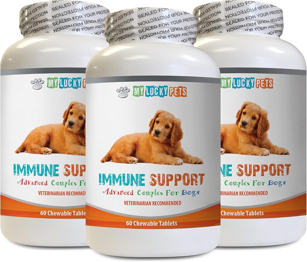 犬のための標準的なプロセス免疫サポート - DOG IMMUNEサポート - 健康とウェルネスホスト - ANTIOXIDANT - LIVER HEALTH - 犬のための免疫有機マッシュルームミックス - 3本のボトル(180のお菓子)