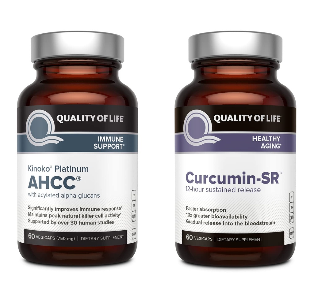 生命のKinokoプラチナAHCCのきのこのエキスおよびMicroactive Curcumin SR -免除の束の質