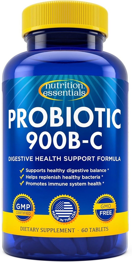 Nutrition Essentials Probiotics for Women and Men - with Lactase Enzyme and Prebiotic Fiber for Digestive Health - 80 Percent + More Potent Supplement for Gut Health Support - Vegan Formula