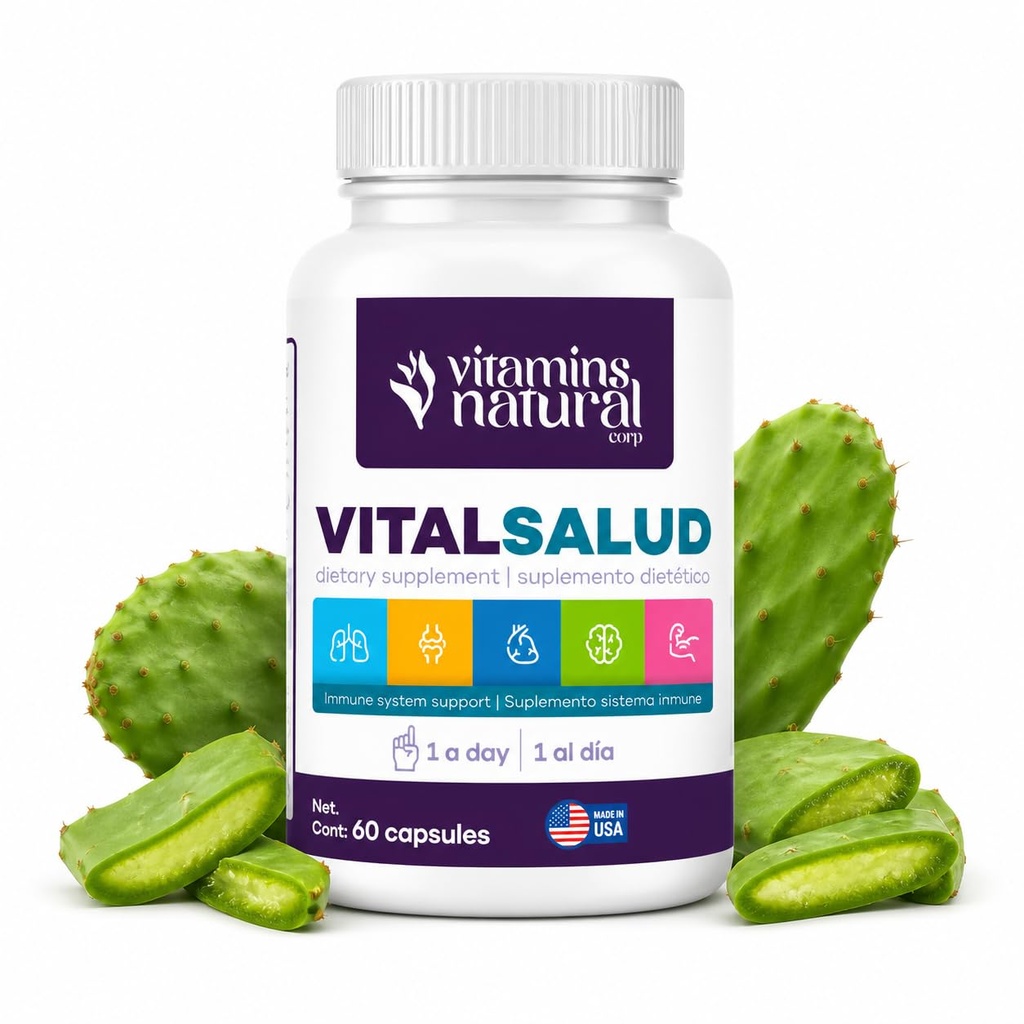 VITAMINS の天然の CORP のバーチャル サルドのプラス 有機性免疫システム サポート補足 Nopal Cactus の L カルニチンの基盤サポート骨の健康、減らします Varicose の静脈、改善の皮の出現(60 のカプセル)