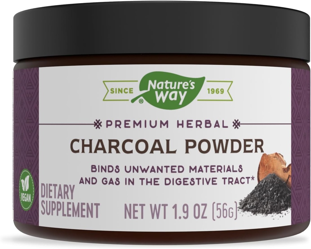Nature's Way Premium Herbal Charcoal Powder、800 mg / サービング。 パウダー。 BPAフリーパッケージング(5月パッケージ)