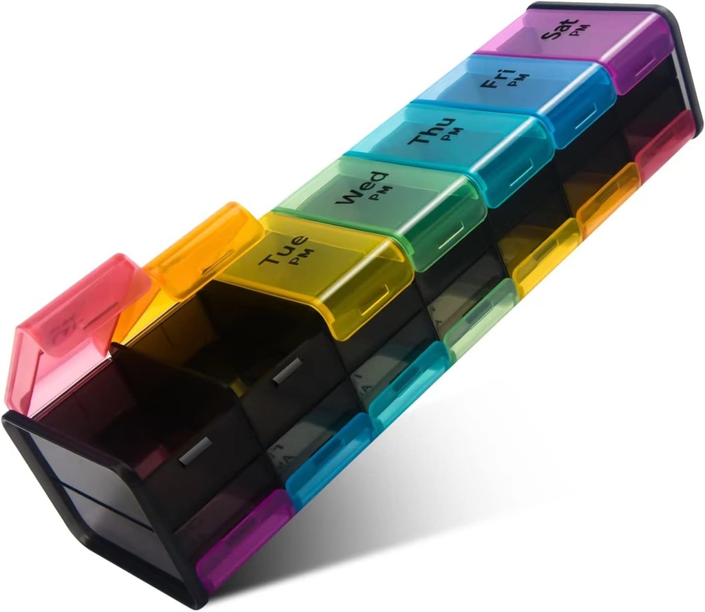 エキストラ大型ウィークリーピルオーガナイザー、魚油のためのXXLコンパートメント付き7日AM / PMピルケース、ビタミン、サプリメントのための旅行フレンドリー薬オーガナイザーピルプランナー