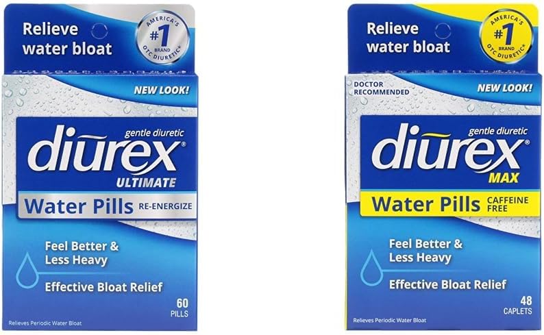 Diurexの最終的な再高度60の計算の最高のカフェインなし48の計算の最高の強さ水丸薬の緩衝束